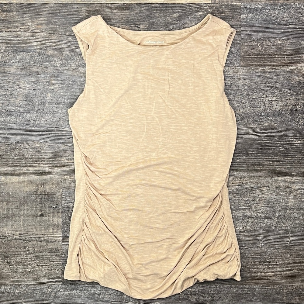 Coldwater Creek tan casual tank top shirt size small S B172